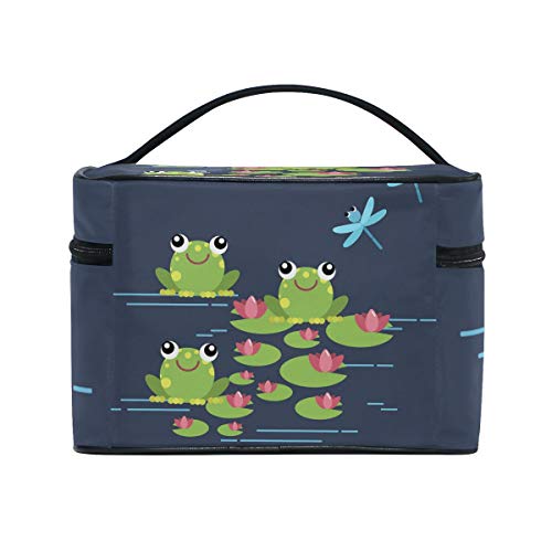 ALARGE - Bolsa de maquillaje con diseño de rana de árbol de animales, alarge, bolsa de viaje portátil, organizador para mujeres y niñas