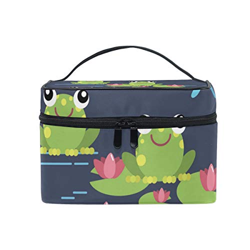 ALARGE - Bolsa de maquillaje con diseño de rana de árbol de animales, alarge, bolsa de viaje portátil, organizador para mujeres y niñas