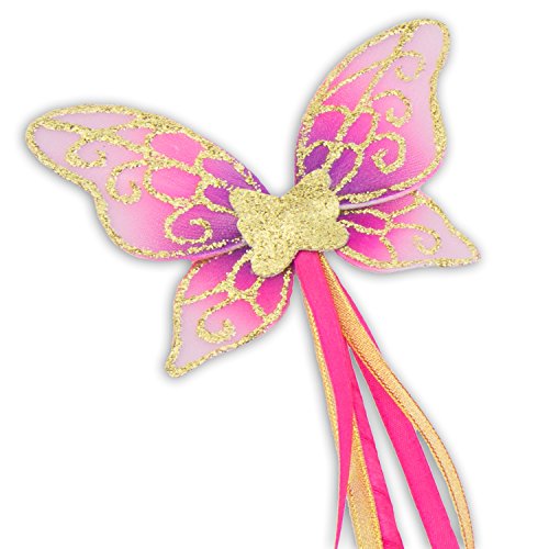 Alas de mariposa y varita mágica doradas, moradas y rosa de Lucy Locket para disfraz infantil de hada (3-10 años)
