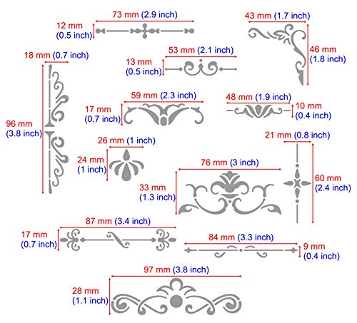 Aleks Melnyk #42 Plantillas Stencils de Metal para estarcir/Vintage, Flores/para Arte Manualidades y decoración/Plantillas para Estarcidos/para Pintar con Aerógrafo/8 piezas/Bricolaje, DIY