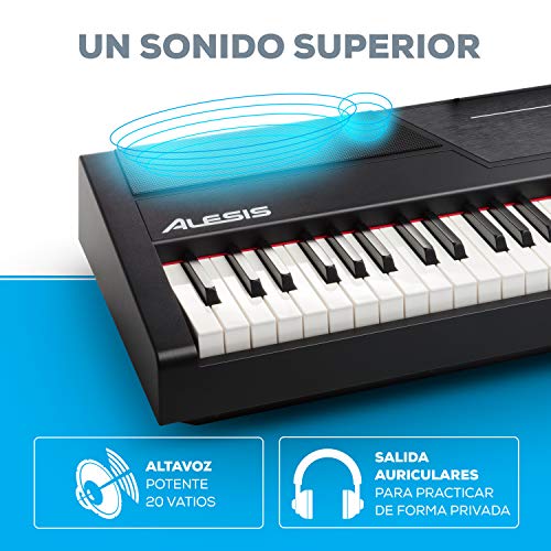 Alesis Recital Pro - Piano Eléctrico Digital con Teclado de 88 Teclas de Acción Martillo, 12 Premium Voces y Altavoces incorporados