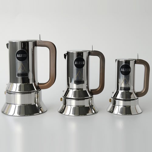 Alessi 9090/6 - Cafetera italiana de acero inoxidable brillo 18/10 con base magnética