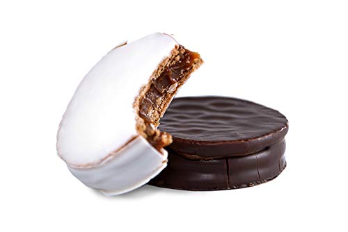 Alfajores Donca - Caja de 18 alfajores rellenos de Dulce de Leche. Surtido mixto con cobertura de Chocolate Negro y Blanco.