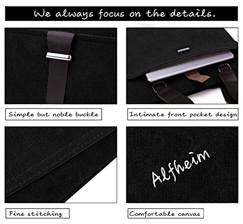 Alfheim - Maletín para Hombres, Bolso Bandolera, Bolsa de Lona Impermeable Vogue, Bolso de Mano con Correa de Hombro Desmontable, Apto para Negocios y Estudiantes (Negro)