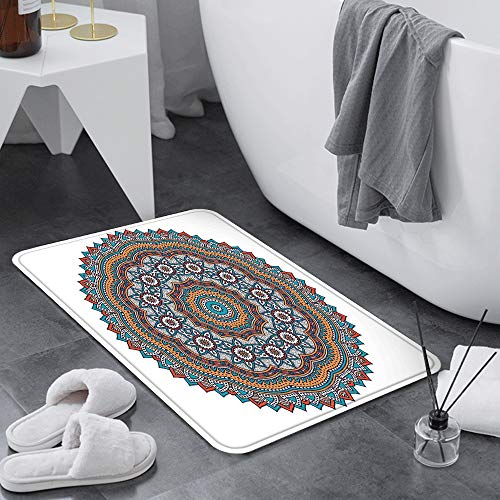 Alfombra de baño, Alfombra Absorbente Antideslizante,Mandala, Diagrama de creencia ritual sagrado ocu,Suave y acogedora, Agua súper Absorbente, Antideslizante, Gruesa para Dormitorio de baño 60x100 cm