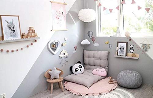 Alfombra de juegos para niños, Estera redonda del bebé del cordón para el juego que se arrastrándose durmiendo, Suave Grueso linda flor para la decoración casera, 105cm(A)