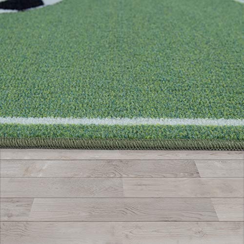 Alfombra Infantil Juego para Dormitorio Niños Diseño Campo De Fútbol En Verde, tamaño:120x160 cm