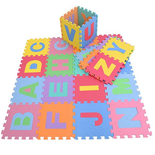 Alfombra rompecabezas de Goma Eva con de 26 letras del alfabeto de KRAFTZ®; multicolor