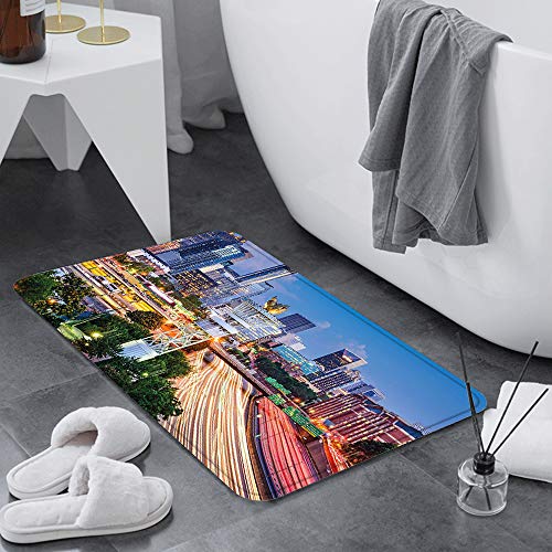 Alfombrilla de Baño Antideslizantes de 60X100 cm,Estados Unidos, Atlanta, Georgia, ciudad ocu,Tapete para el Piso Lavable a Máquina con Microfibras Suaves Absorbentes de Agua para Bañera, Ducha y Baño