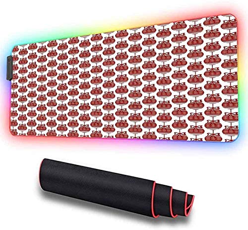 Alfombrilla de ratón suave RGB para juegos, grande, adornos navideños en colores vibrantes, alfombrilla de ratón extendida de gran tamaño con LED brillante, base de goma 600x350x30mm