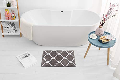 Alfombrillas de Baño Gris, Absorbente Antideslizante Tapete del Piso de Microfibra Alfombra Multifuncional Felpa Suave Cómoda de Agua Suave para Bañera, Ducha y Baño (Moderno A-Microfibra, 45x65cm)