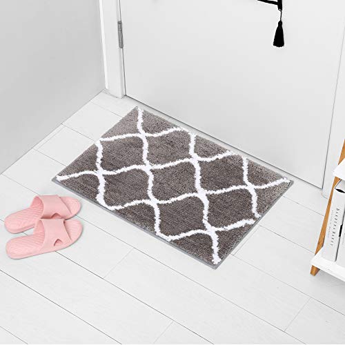 Alfombrillas de Baño Gris, Absorbente Antideslizante Tapete del Piso de Microfibra Alfombra Multifuncional Felpa Suave Cómoda de Agua Suave para Bañera, Ducha y Baño (Moderno A-Microfibra, 45x65cm)