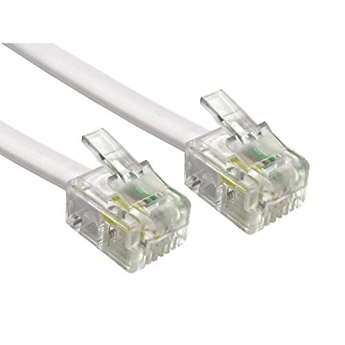 Alida Systems ®. Cable ADSL. Conectores de calidad superior, Internet de alta velocidad, banda ancha, por ruter o módem para enchufe de teléfono RJ11 o cicrofiltro. Color blanco. blanco 3 m