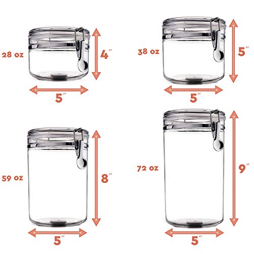 Alimentos almacenamiento envases frasco set - Cereal envase aire apretado botes con tapas para el café seco de harina de arroz acrílico plástico frasco hermético de cristal fija para cocina