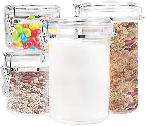 Alimentos almacenamiento envases frasco set - Cereal envase aire apretado botes con tapas para el café seco de harina de arroz acrílico plástico frasco hermético de cristal fija para cocina