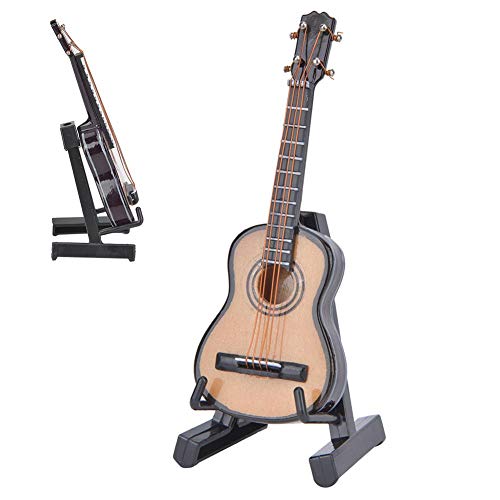 Alinory Hermosa Guitarra en Miniatura, Modelo de Guitarra, Mesa de Sala de música casera simulada para estantería(Wood Color 8cm)