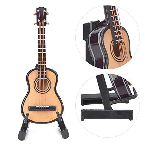 Alinory Hermosa Guitarra en Miniatura, Modelo de Guitarra, Mesa de Sala de música casera simulada para estantería(Wood Color 8cm)