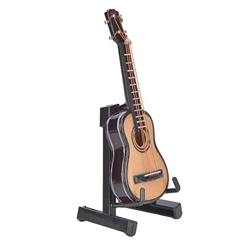 Alinory Hermosa Guitarra en Miniatura, Modelo de Guitarra, Mesa de Sala de música casera simulada para estantería(Wood Color 8cm)