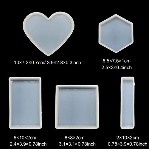 Allazone Grande Molde Silicona Resina, Diferente, 7 Diferente Molde de Silicona, Herramienta de Fabricación de Joyas de Silicona Compatible y Material de Relleno para Joyería de Resina Bricolaje