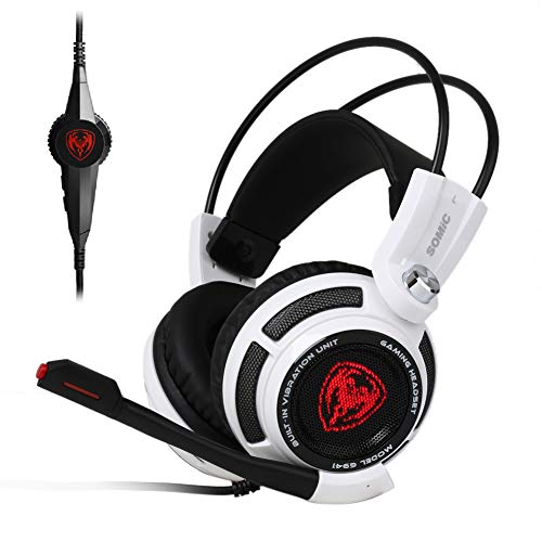 Almabner Gaming Headset para PC Gamer,G941 USB carga auriculares virtuales, auriculares para juegos con sonido envolvente 7.1 estéreo