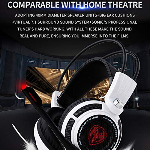 Almabner Gaming Headset para PC Gamer,G941 USB carga auriculares virtuales, auriculares para juegos con sonido envolvente 7.1 estéreo