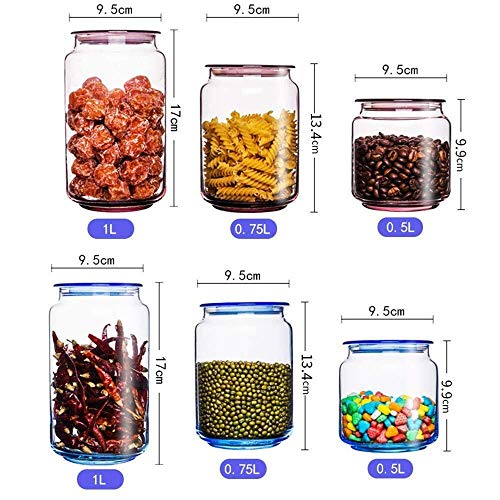 Almacenamiento de vidrio sellado tarros Conjunto de 4 cocina for guardar los alimentos frasco Contenedores for Jam Miel Pasta caramelo de galletas de café de harina de arroz azúcar Nueces