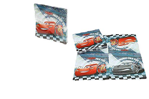 ALMACENESADAN 1074 Pack Fiesta y cumpleaños Disney Cars, Compuesto por 1 Mantel de plástico Fiesta 120x180, 16 servilletas, 12 Platos y 12 Vasos (41 Piezas).