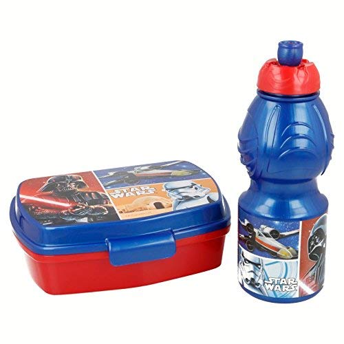 ALMACENESADAN 76818, Set Vuelta al Cole, sandwichera Rectangular Mulitcolor Star Wars y Botella de Agua 400 ml Star Wars