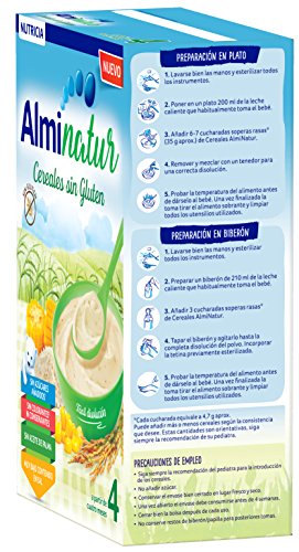 Alminatur Papilla de cereales sin Gluten a Partir de los 4 Meses Paquete de 5 x 250 g Total: 1.25 kg