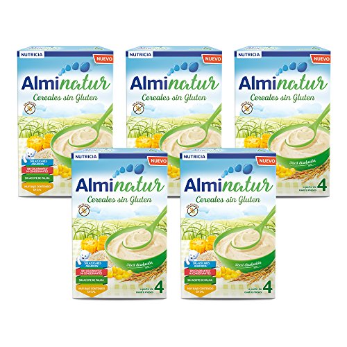 Alminatur Papilla de cereales sin Gluten a Partir de los 4 Meses Paquete de 5 x 250 g Total: 1.25 kg