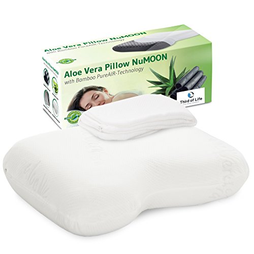 Almohada NuMOON con Aloe Vera y Carbón de Bambú | Almohada Cervical de Espuma Viscoelástica | Ergonómica e Hipoalergénica | Para Dormir de Lado y Boca Arriba | Funda Extra Gratis | Fabricada en España