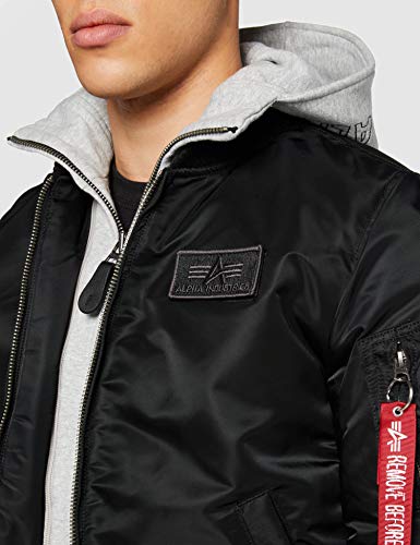 Alpha Industries Flight Jacket|MA-1 D-Tec Chaqueta, Negro (Grey/Black 03), L para Hombre