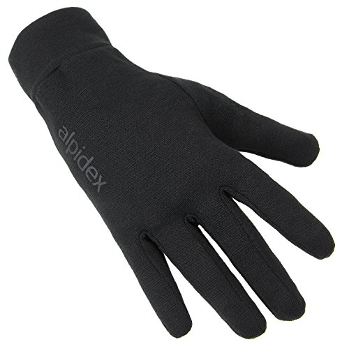 ALPIDEX Guantes internos Guantes Interiores Shaven Sheep Guantes Ligeros Finos Calientes Liner Interior Rugoso Material elástico, Tamaño:S, Color:Black