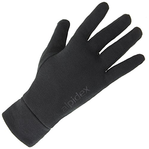 ALPIDEX Guantes internos Guantes Interiores Shaven Sheep Guantes Ligeros Finos Calientes Liner Interior Rugoso Material elástico, Tamaño:S, Color:Black