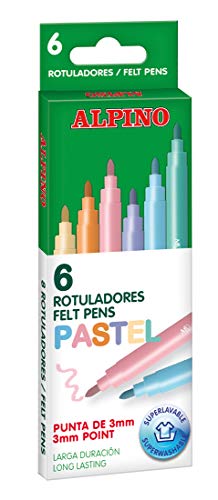 Alpino AR001004 - Estuche 6 rotuladores con puntas de 3mm, Pastel