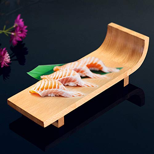 Amadon Plato Rectangular De Madera para Sushi, Cocina Japonesa Plato para Servir Sushi, Bandeja para Comidas De Fiesta Salmón Nigiri, Decoración De Vajilla para Restaurante En Casa,19.6 inch/50 cm