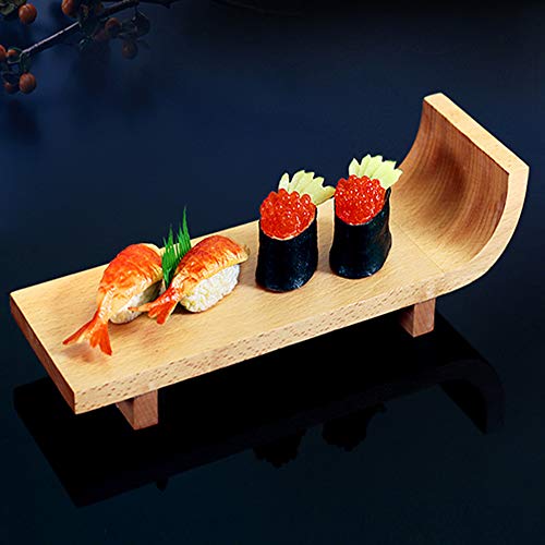 Amadon Plato Rectangular De Madera para Sushi, Cocina Japonesa Plato para Servir Sushi, Bandeja para Comidas De Fiesta Salmón Nigiri, Decoración De Vajilla para Restaurante En Casa,19.6 inch/50 cm