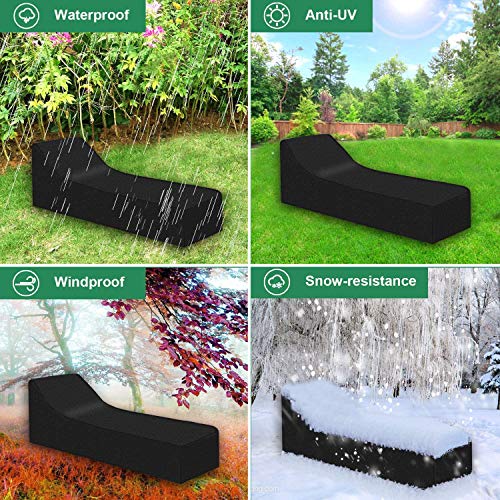 Amasawa Tumbonas de Jardín Carcasa Protectora Transpirable Impermeable Tejido 420D Oxford para Tumbona Funda (Negro)