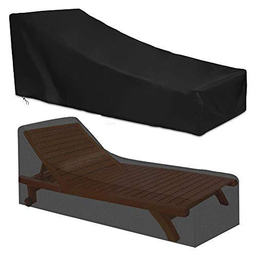 Amasawa Tumbonas de Jardín Carcasa Protectora Transpirable Impermeable Tejido 420D Oxford para Tumbona Funda (Negro)