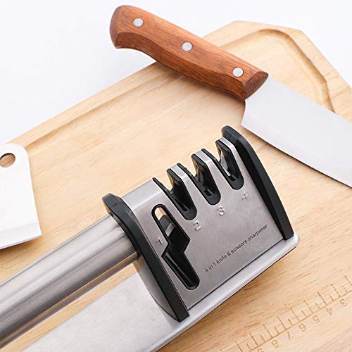 AMAYGA Afilador de Cuchillos Profesional,4 en 1 Knife Sharpener,Afilador Cuchillos Manuales de Cocina de 4 Etapas Afilado Pulido para Afilar Navajas y Tijeras de Embotados Muy Afilados