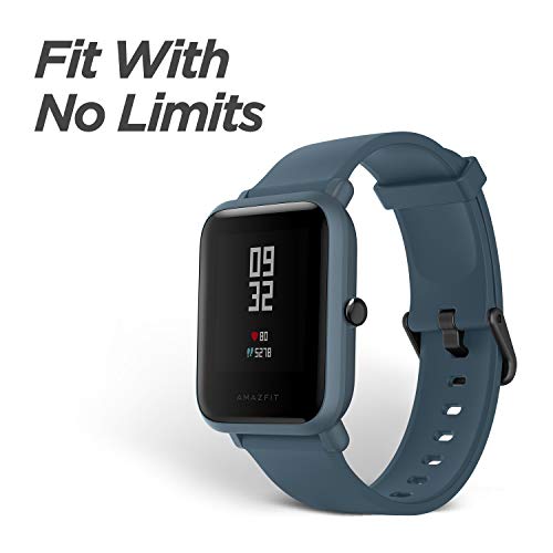 Amazfit Smartwatch Reloj inteligente,Rastreador con monitor cardíaco y de gimnasia,Batería útil de 45 días,Sumergible 3 ATM con Andriod y iOS-Azul