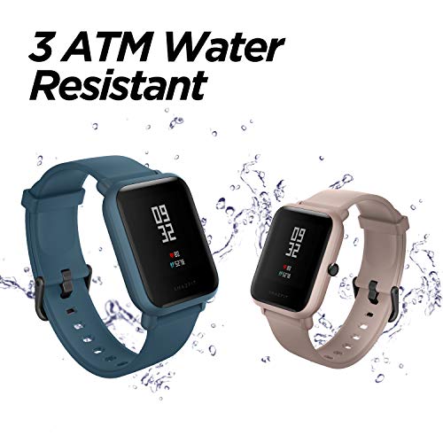 Amazfit Smartwatch Reloj inteligente,Rastreador con monitor cardíaco y de gimnasia,Batería útil de 45 días,Sumergible 3 ATM con Andriod y iOS-Azul