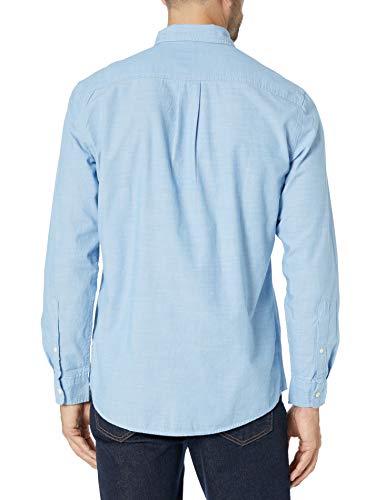 Amazon Essentials - Camisa de cambray con manga larga y corte recto para hombre, Azul claro, US S (EU S)