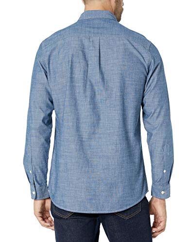 Amazon Essentials - Camisa de cambray con manga larga y corte recto para hombre, Rinsed, US M (EU M)