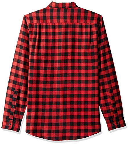 Amazon Essentials - Camisa de franela a cuadros, manga larga, ajustada, para hombre, Rojo (Red Buffalo Plaid), US M (EU M)