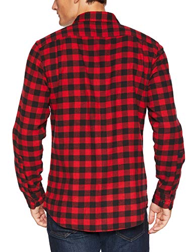 Amazon Essentials - Camisa de franela a cuadros, manga larga, ajustada, para hombre, Rojo (Red Buffalo Plaid), US M (EU M)