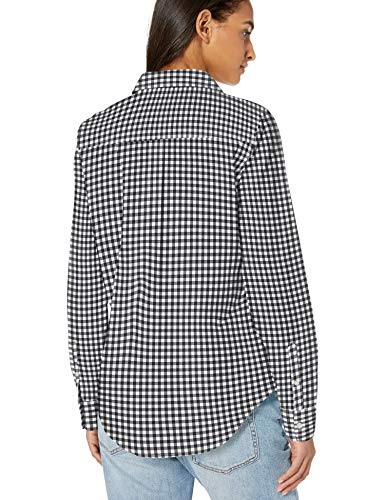 Amazon Essentials – Camisa de popelín de manga larga de corte clásico para mujer, Classic Gingham, US L (EU L - XL)