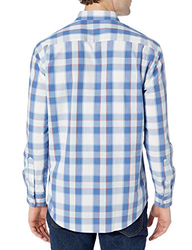 Amazon Essentials Camisa de Popelina de Manga Larga de Corte Regular Button-Down-Shirts, Azul/Naranja, US XXL (EU XXXL-4XL)