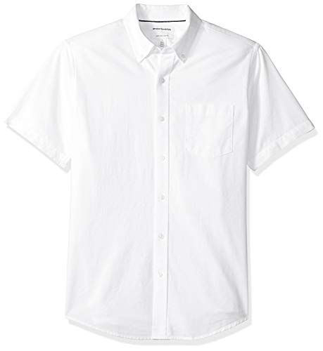 Amazon Essentials – Camisa Oxford de manga corta de corte recto para hombre, Blanco (White Whi), US S (EU S)