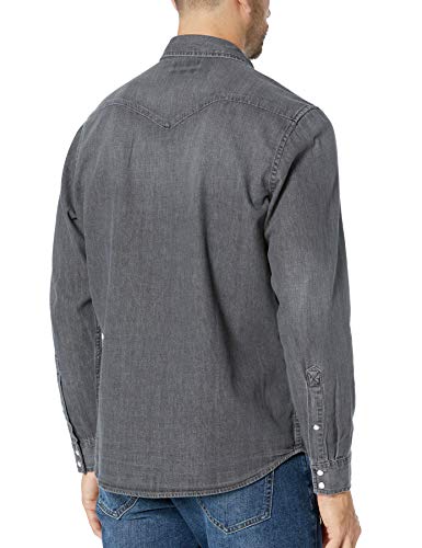 Amazon Essentials - Camisa tejana de manga larga y corte recto para hombre, gris, US S (EU S)